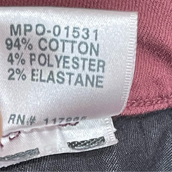 J Brand Alana Coated Claret Maroon Raw Hem Zipper Skinny Pants Womens Size 26 - Picture 10 of 15